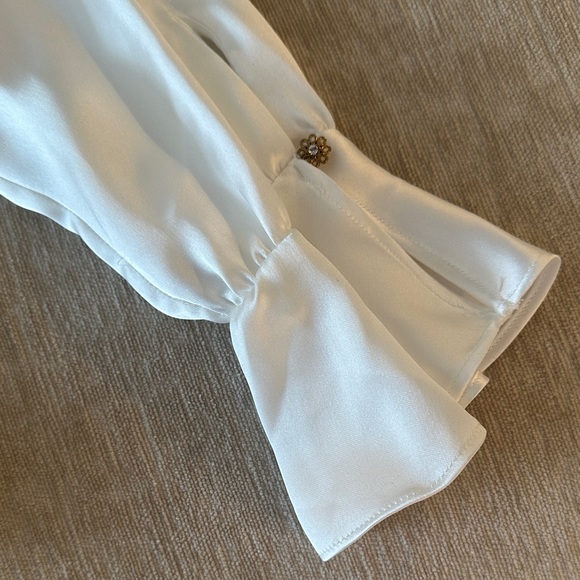 Zara White Ruffle Front Blouse - Picture 5 of 7